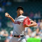 Triston McKenzie #24 of the Cleveland Guardians throws a pitch during the second inning against the Seattle Mariners at T-Mobile Park on August 25, 2022 in Seattle, Washington.