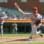 Ben Lively #59 of the Cincinnati Reds plays against the Detroit Tigers at Comerica Park on September 14, 2023 in Detroit, Michigan.