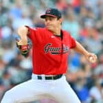 Starting pitcher Logan Allen #41 of the Cleveland Guardians pitches during the first inning against the Tampa Bay Rays at Progressive Field on September 02, 2023 in Cleveland, Ohio.
