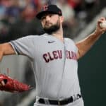 Sam Hentges #31 of the Cleveland Guardians pitches during the seventh inning against the Texas Rangers at Globe Life Field on July 14, 2023 in Arlington, Texas.