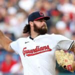 Hunter Gaddis #33 of the Cleveland Guardians pitches in the top of the seventh inning against the Chicago White Sox at Progressive Field on April 08, 2024 in Cleveland, Ohio.