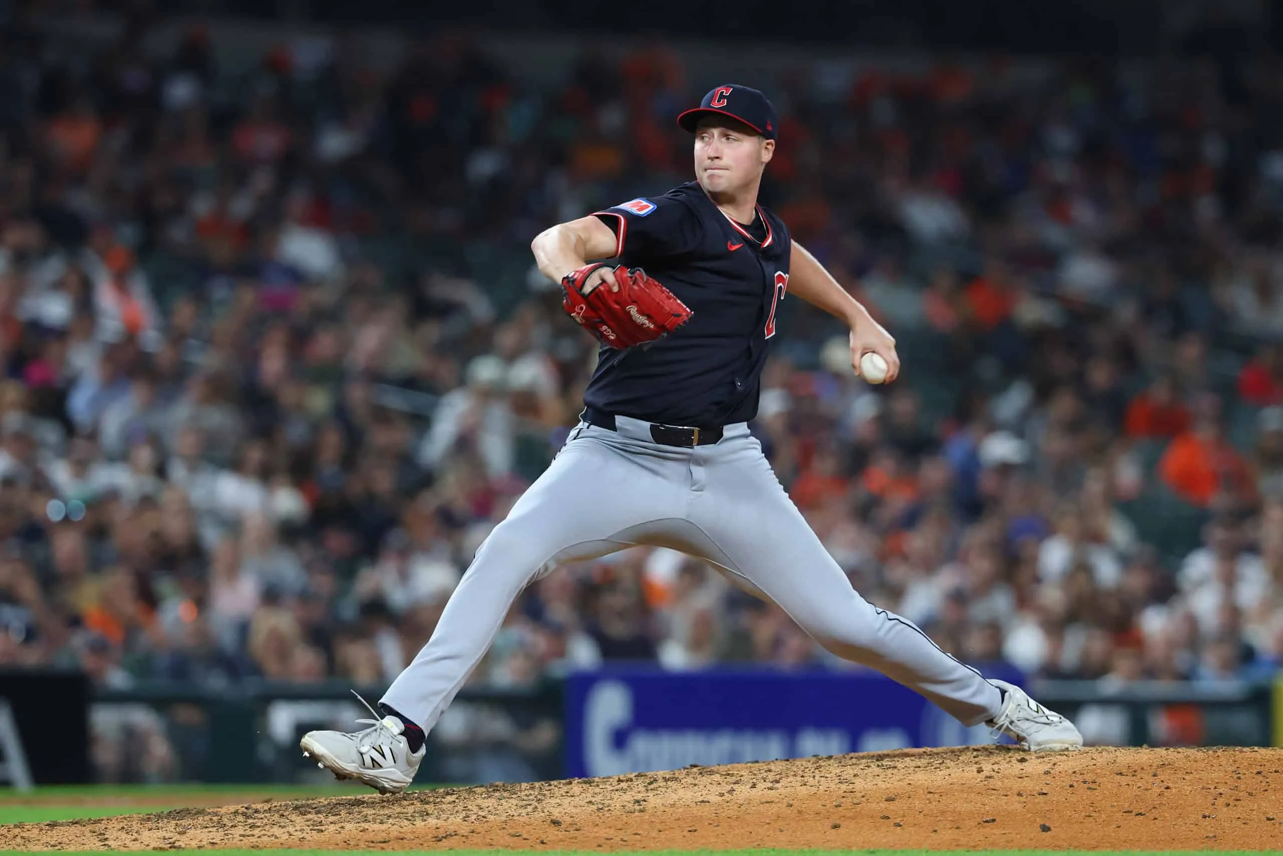 DETROIT, MICHIGAN - SEPTEMBER 17: Tim Herrin #29 of the Cleveland Guardians plays against the Detroit Tigers at Comerica Park on September 17, 2025 in Detroit, Michigan.