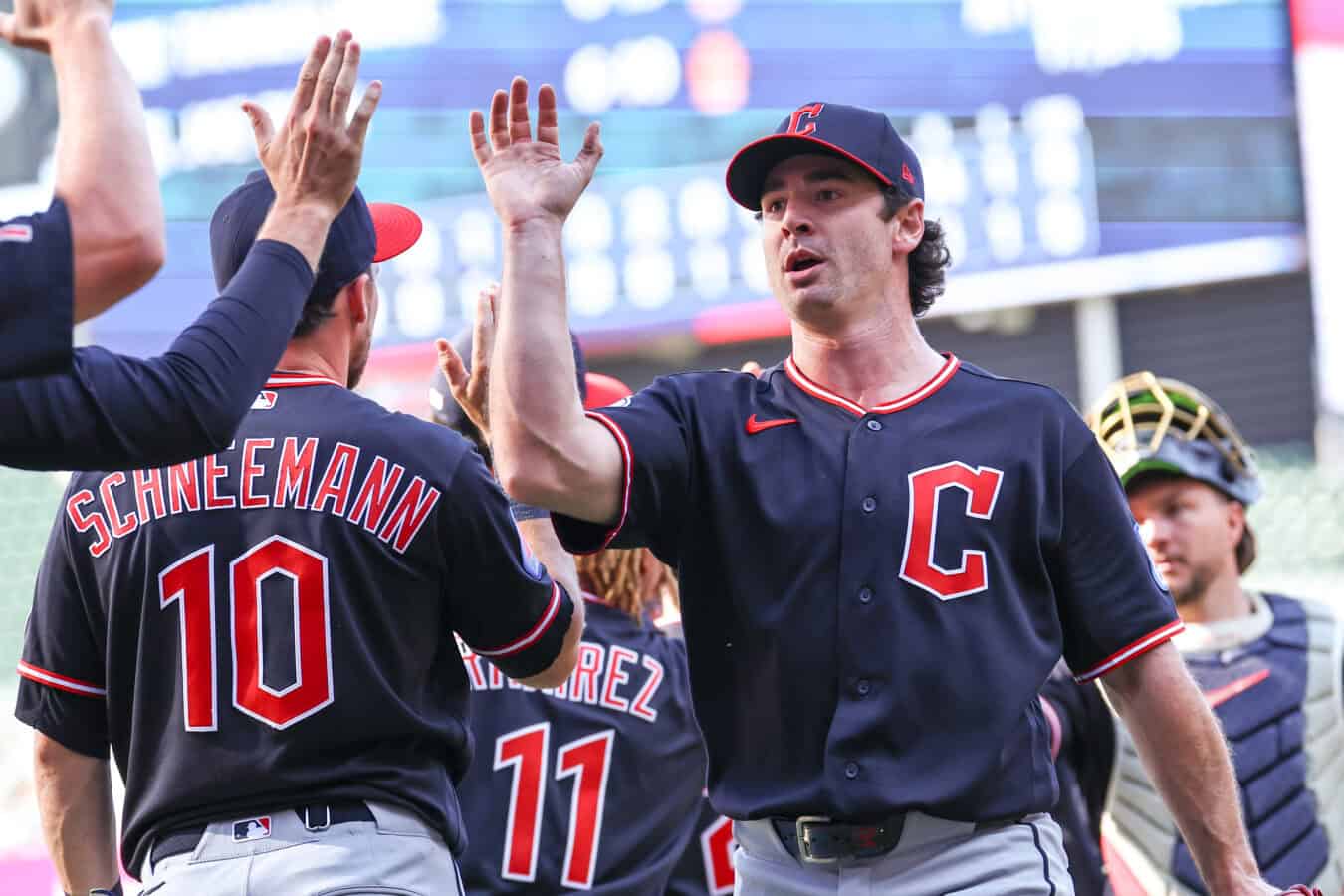 MINNEAPOLIS, MINNESOTA - SEPTEMBER 13: Matt Festa #52 of the Cleveland Guardians celebrates the win against the Minnesota Twins after the game at Target Field on September 13, 2026 in Minneapolis, Minnesota. The Guardians defeated the Twins 9-2.