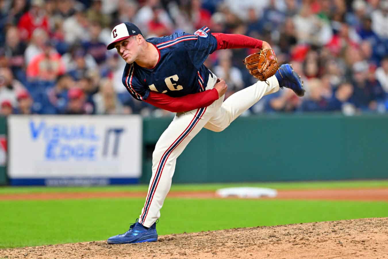 CLEVELAND, OHIO - SEPTEMBER 18: Closing pitcher Cade Smith #36 of the Cleveland Guardians pitches during the ninth inning against the Athletics at Progressive Field on September 18, 2026 in Cleveland, Ohio. The Guardians defeated the Athletics 5-3.