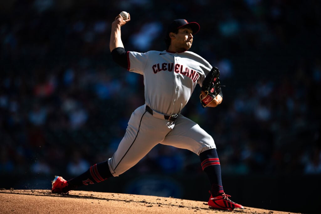 MINNEAPOLIS, MINNESOTA - SEPTEMBER 12: Daniel Espino #41 of the Cleveland Guardians pitches against the Minnesota Twins during the first inning of the game at Target Field on September 12, 2026 in Minneapolis, Minnesota.