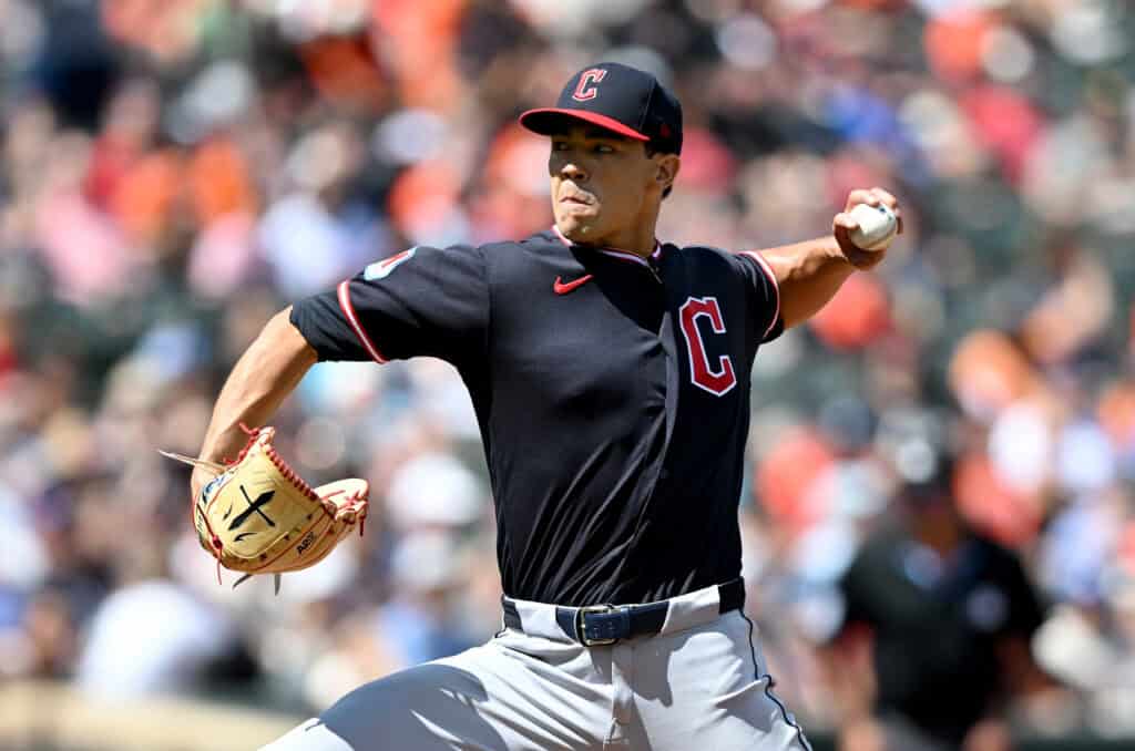 BALTIMORE, MARYLAND - SEPTEMBER 07: Joey Cantillo #54 of the Cleveland Guardians pitches in the first inning against the Baltimore Orioles at Oriole Park at Camden Yards on September 07, 2026 in Baltimore, Maryland.