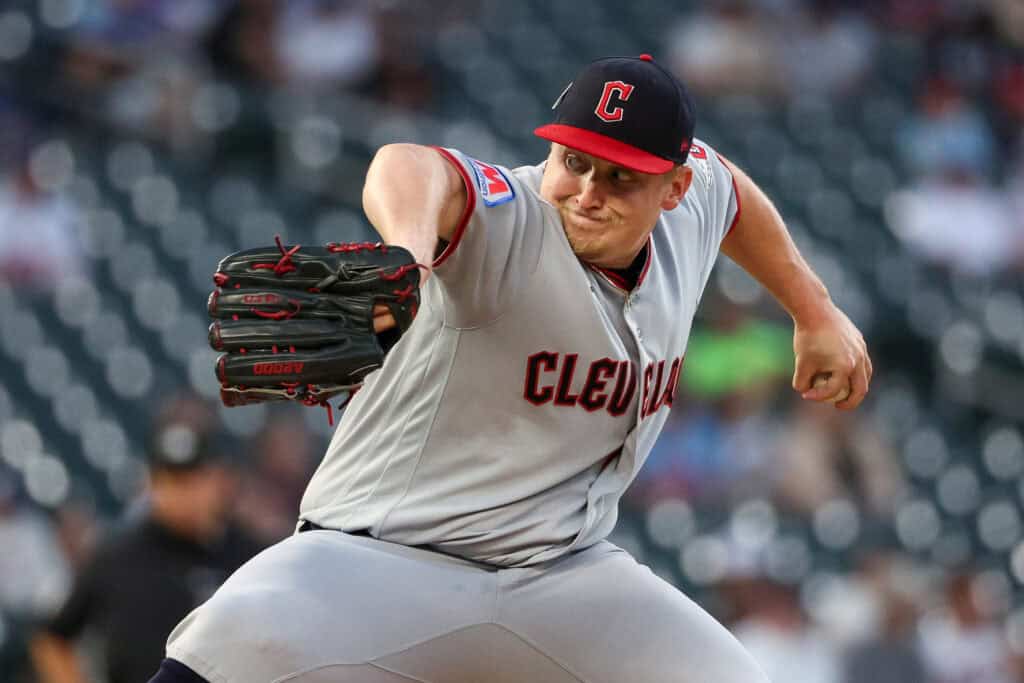 MINNEAPOLIS, MINNESOTA - SEPTEMBER 11: Parker Messick #77 of the Cleveland Guardians delivers a pitch against the Minnesota Twins during the first inning at Target Field on September 11, 2026 in Minneapolis, Minnesota.